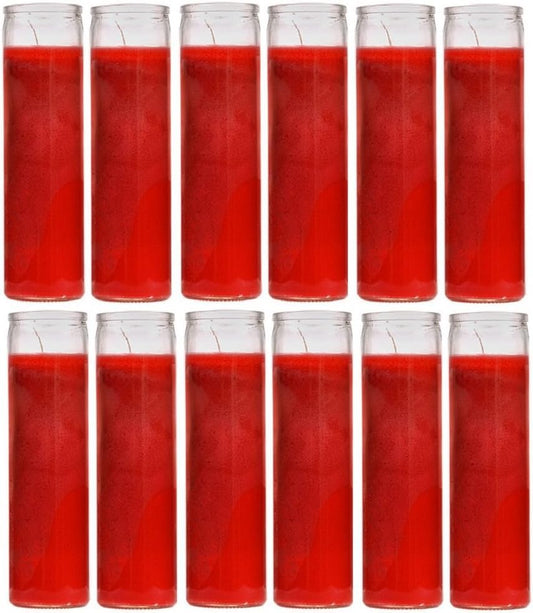 Aspen Brands Classic Red Candles in Glass, Set of 12, 8-INCHES Tall. Blessed Sanctuary Devotional Prayer Candle, Blessed Sanctuary Devotional Prayer Candle,