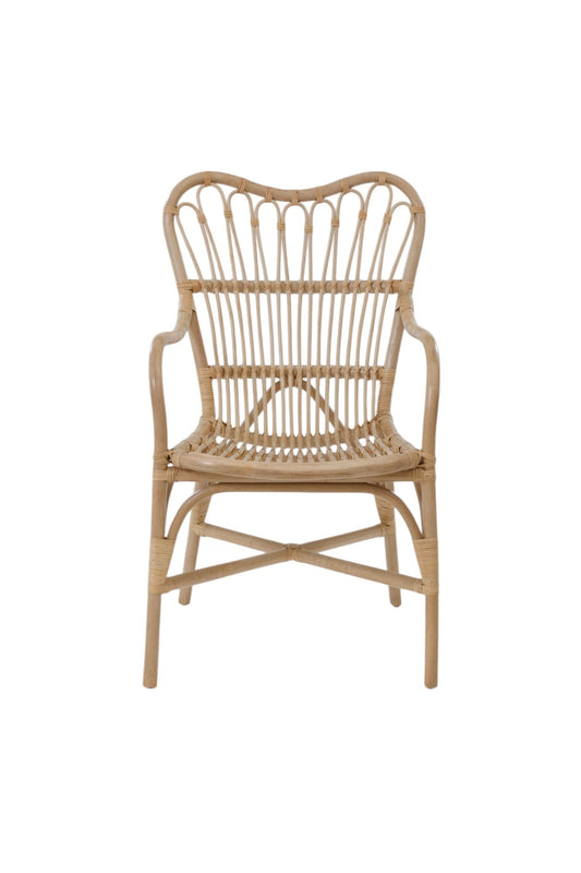 Frenchy Rattan Bistro Chair with Armrest, Parisian Style, Natural Brown