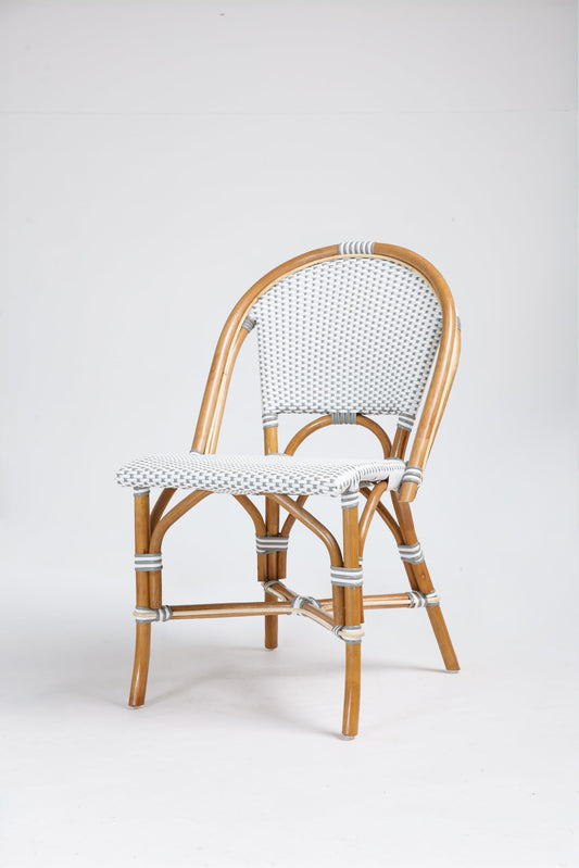 Aspen Brands Bistro Chair White and Grey Rattan Frame